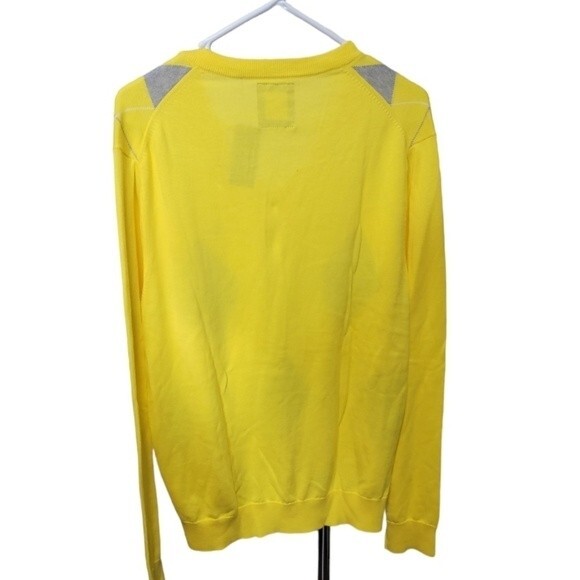 Express V neck Long Sleeves pullover  knit sweater Size L argyle yellow gray - Picture 2 of 8